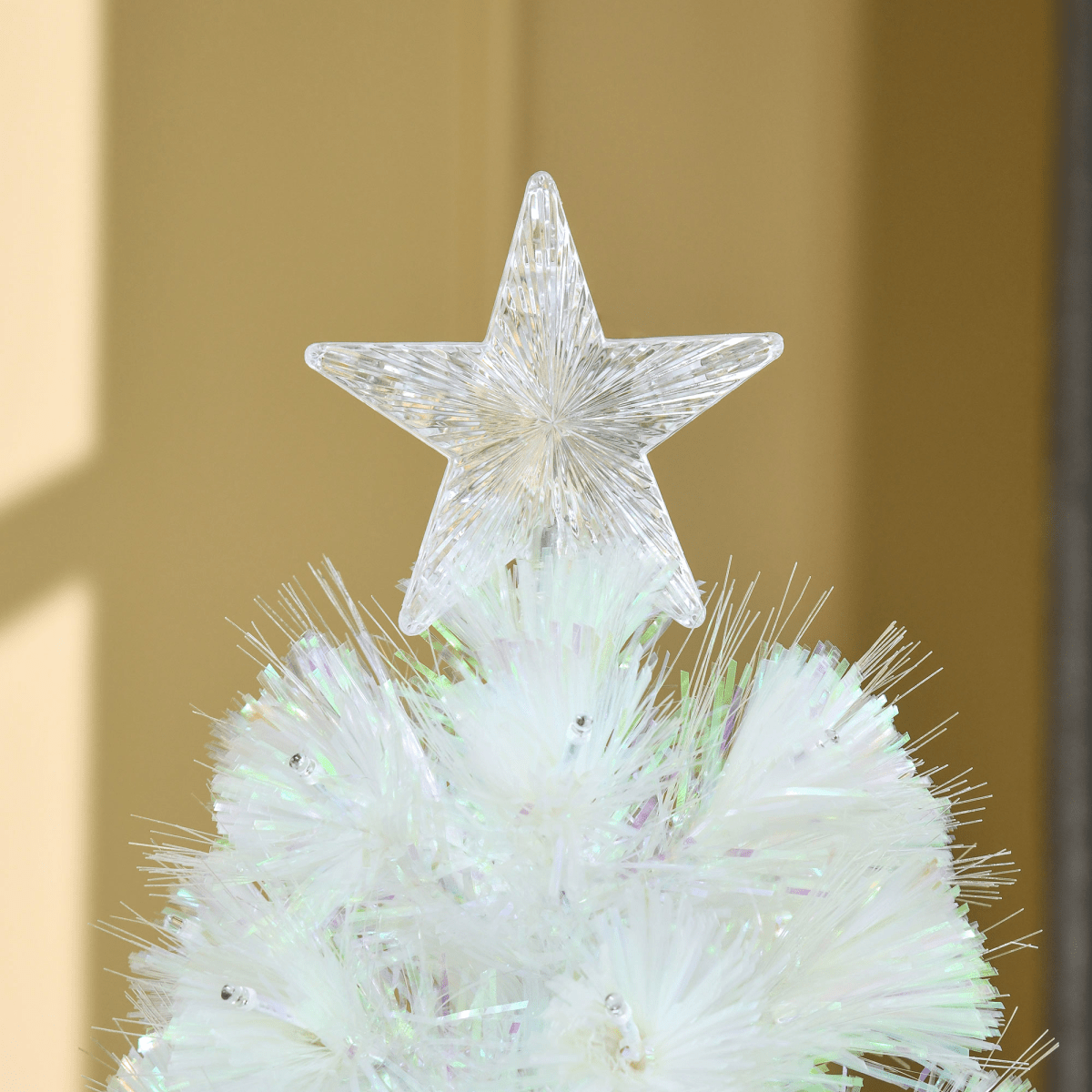5 Feet Prelit Artificial Christmas Tree with Fiber Optic LED Light White - plants - express.com
