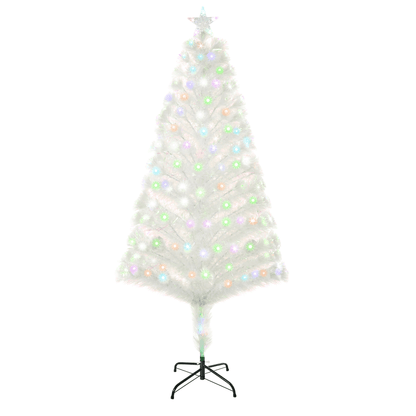5 Feet Prelit Artificial Christmas Tree with Fiber Optic LED Light White - plants - express.com