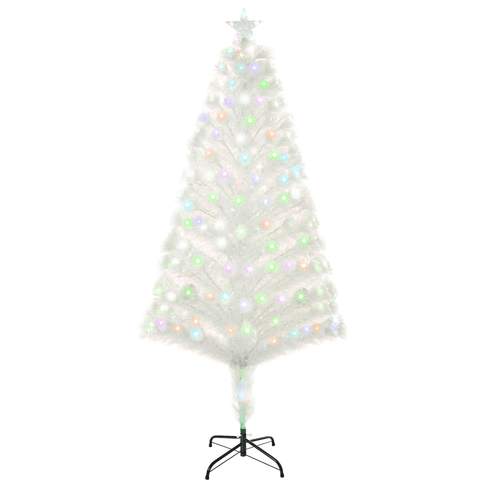 5 Feet Prelit Artificial Christmas Tree with Fiber Optic LED Light White - plants - express.com
