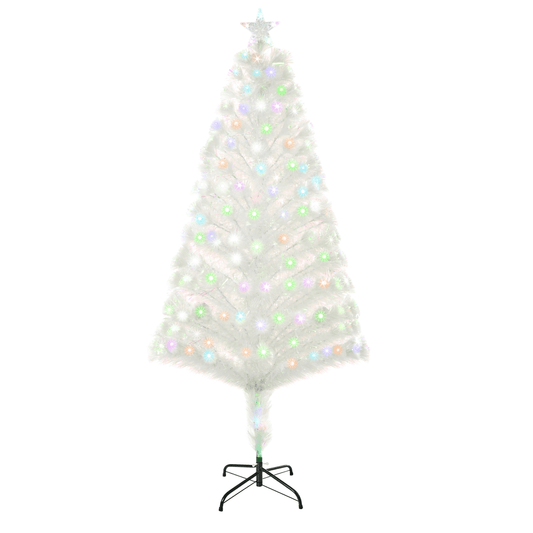 5 Feet Prelit Artificial Christmas Tree with Fiber Optic LED Light White - plants - express.com
