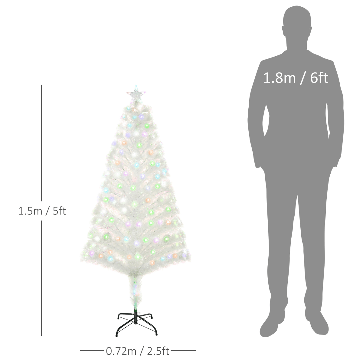 5 Feet Prelit Artificial Christmas Tree with Fiber Optic LED Light White - plants - express.com