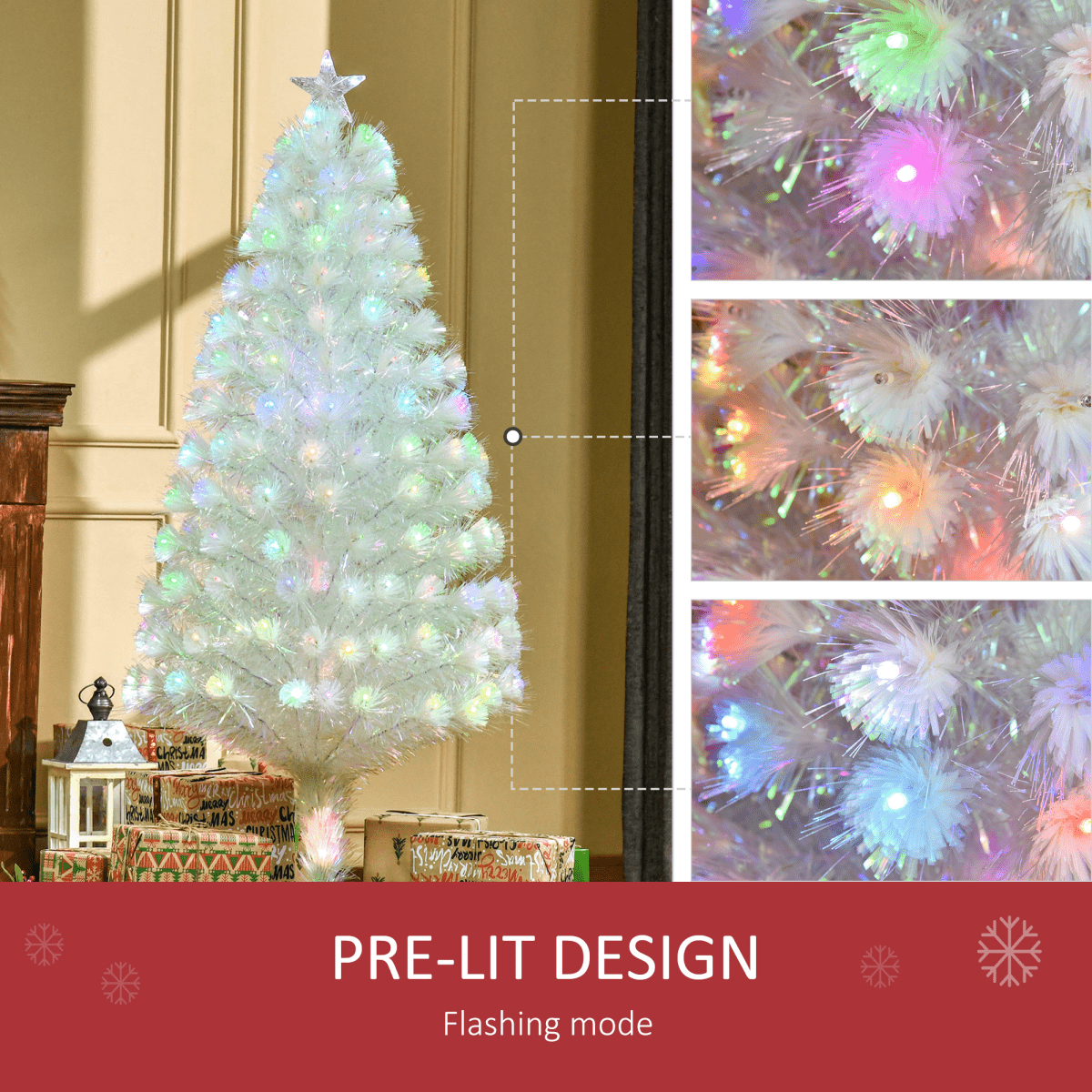 5 Feet Prelit Artificial Christmas Tree with Fiber Optic LED Light White - plants - express.com
