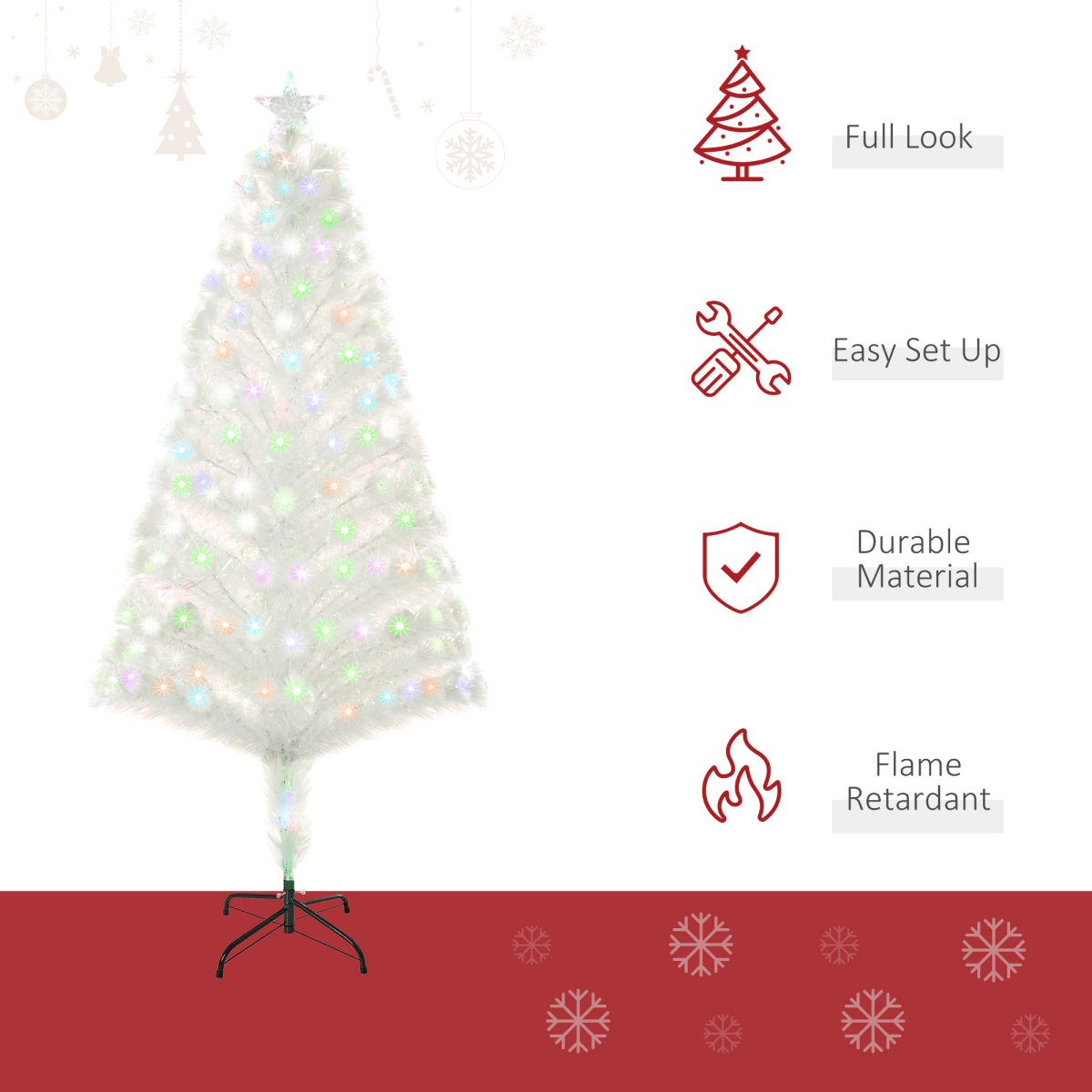 5 Feet Prelit Artificial Christmas Tree with Fiber Optic LED Light White - plants - express.com