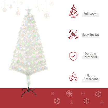 5 Feet Prelit Artificial Christmas Tree with Fiber Optic LED Light White - plants - express.com