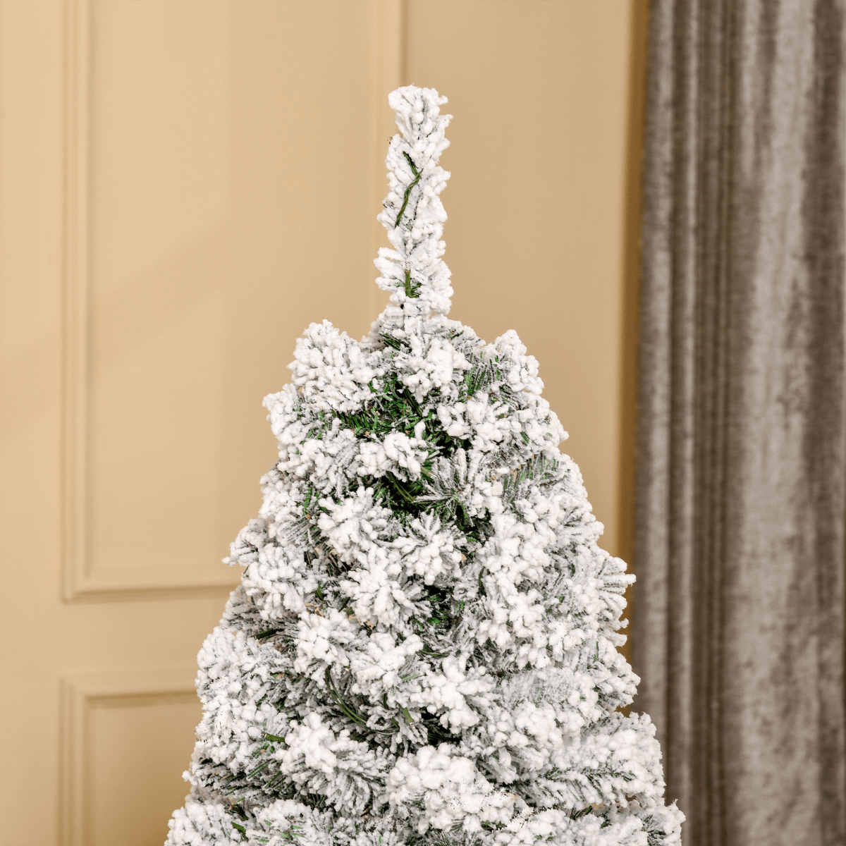 5 Feet Prelit Artificial Snow Flocked Christmas Tree Warm LED Light Green White - plants - express.com