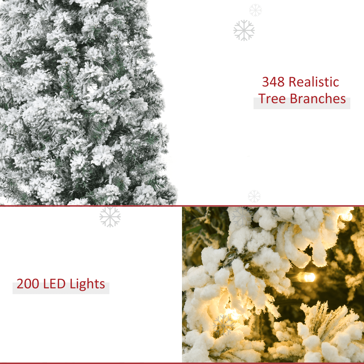 5 Feet Prelit Artificial Snow Flocked Christmas Tree Warm LED Light Green White - plants - express.com