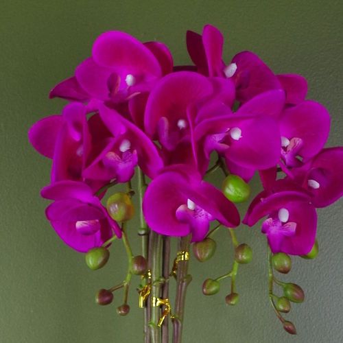 52cm Artificial Orchid Large Dark Pink and Silver - plants - express.com