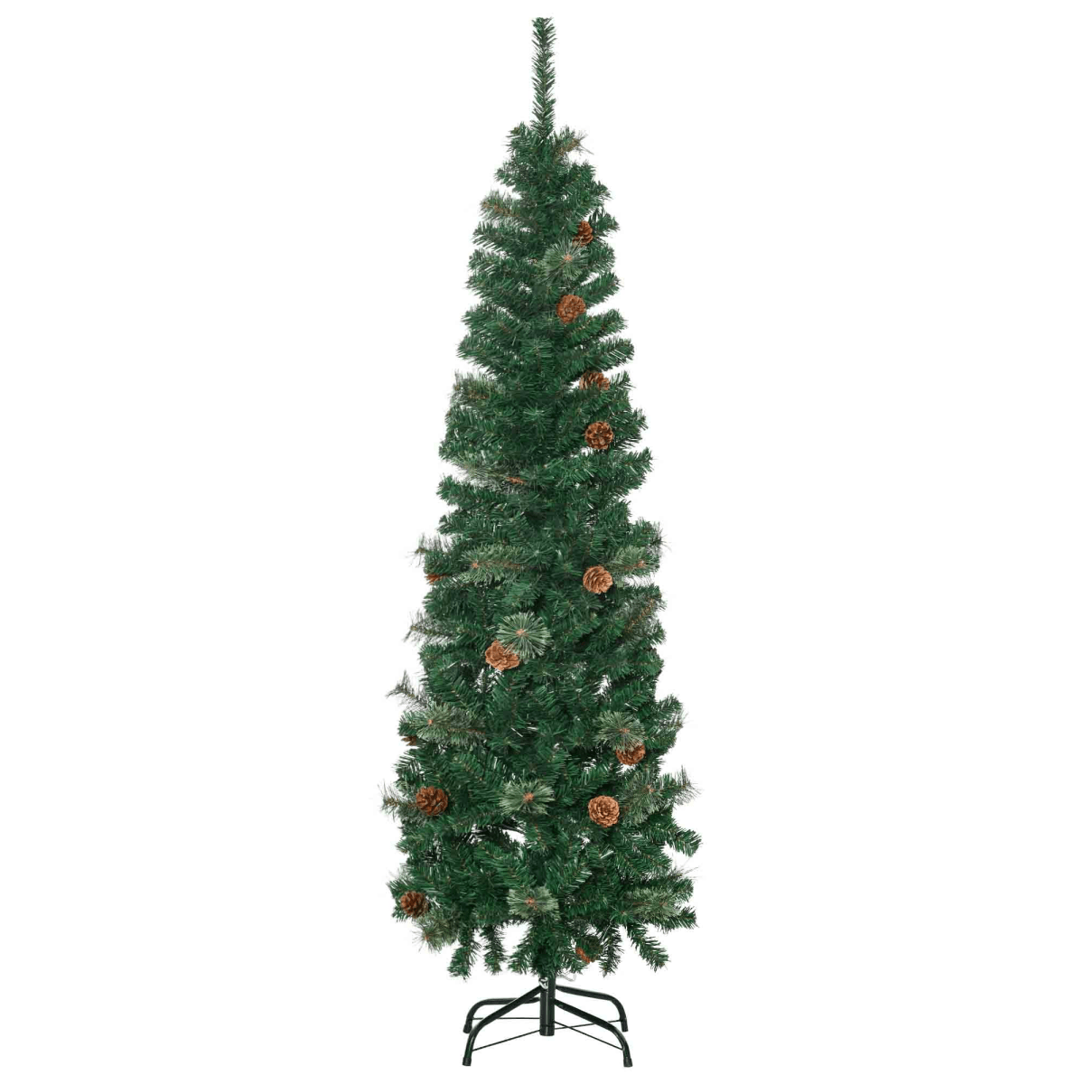 5.5FT Artificial Slim Christmas Tree Holiday Home Decor with Pine Cones HOMCOM - plants - express.com