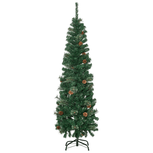 5.5FT Artificial Slim Christmas Tree Holiday Home Decor with Pine Cones HOMCOM - plants - express.com