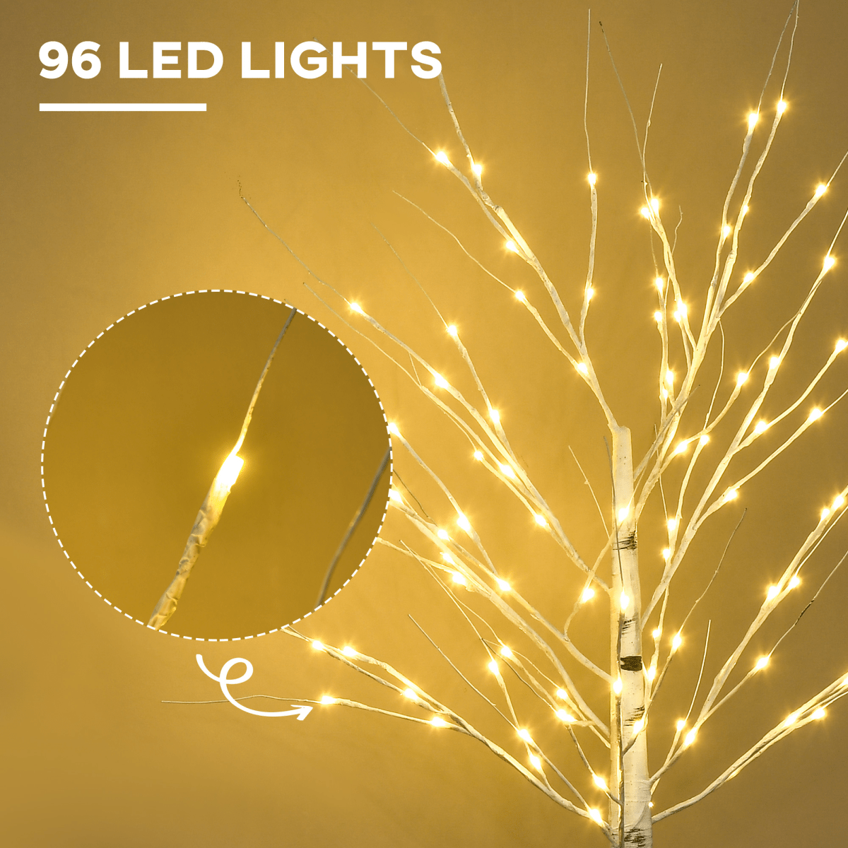 5ft Artificial White Birch Tree Light 96 Warm White Pre - Lit LED Light - plants - express.com