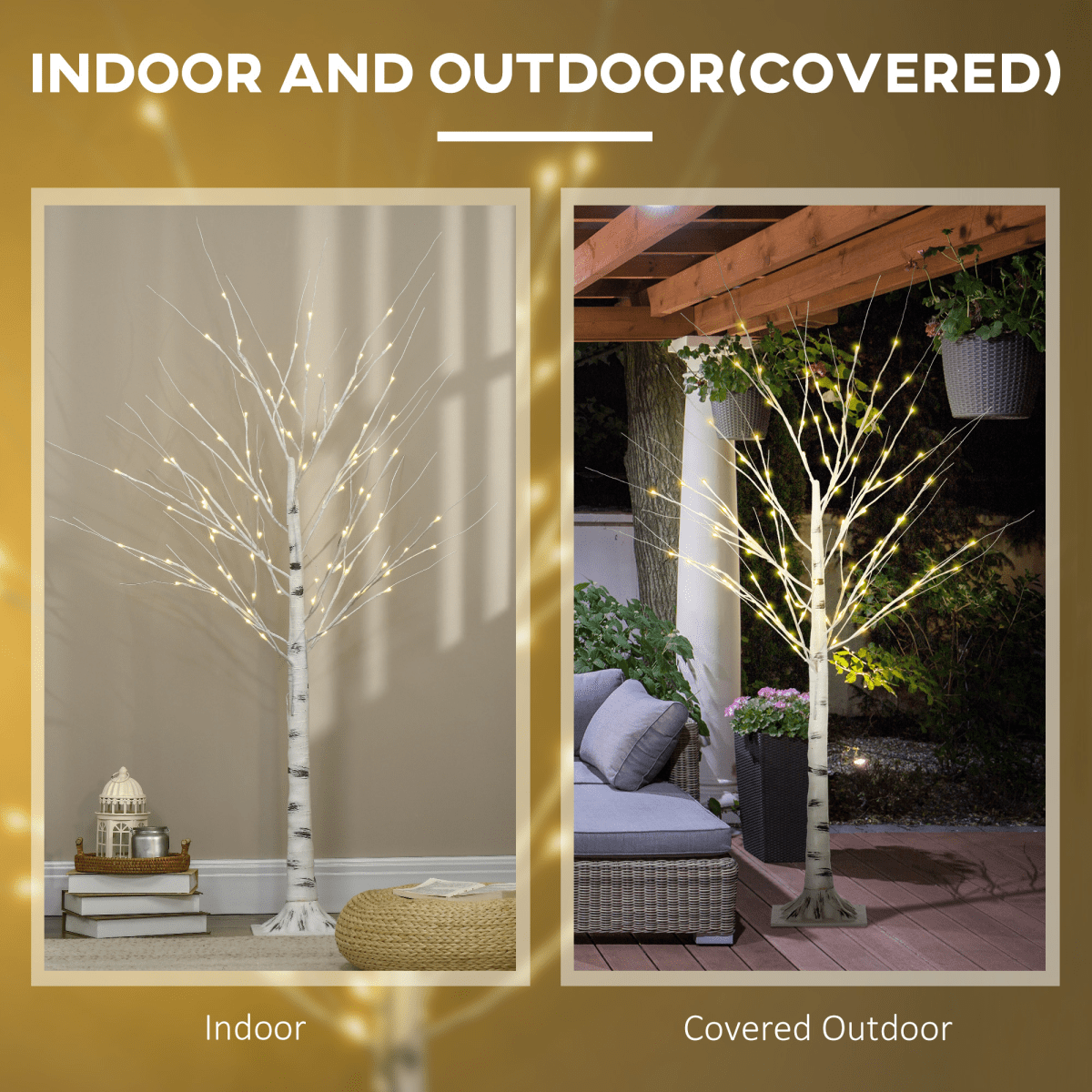 5ft Artificial White Birch Tree Light 96 Warm White Pre - Lit LED Light - plants - express.com