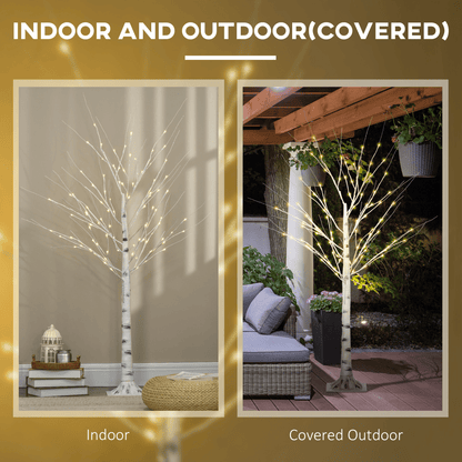5ft Artificial White Birch Tree Light 96 Warm White Pre - Lit LED Light - plants - express.com