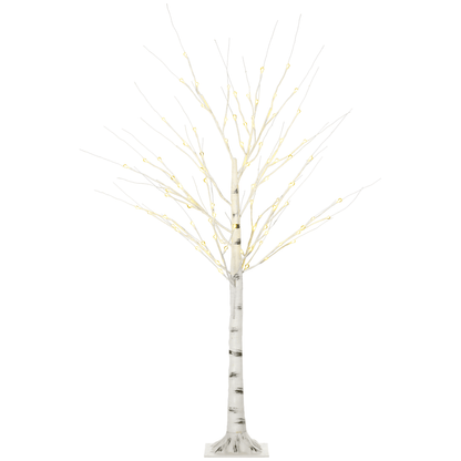 5ft Artificial White Birch Tree Light 96 Warm White Pre - Lit LED Light - plants - express.com