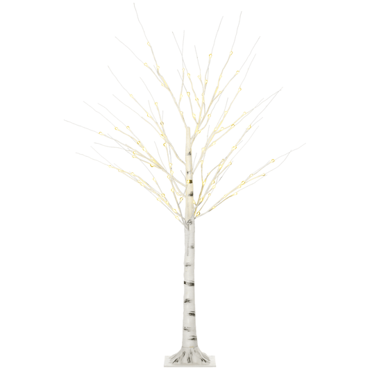 5ft Artificial White Birch Tree Light 96 Warm White Pre - Lit LED Light - plants - express.com