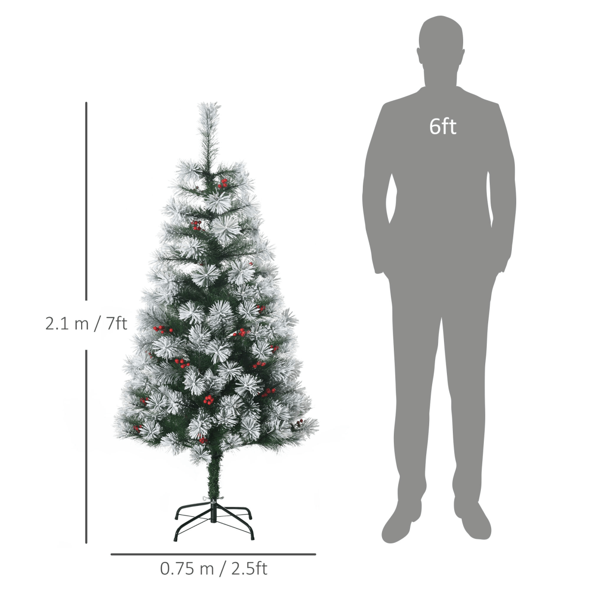 5ft Indoor Christmas Tree Artificial Berry Xmas Deco Metal Stand and 184 Tips - plants - express.com