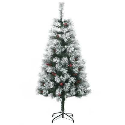 5ft Indoor Christmas Tree Artificial Berry Xmas Deco Metal Stand and 184 Tips - plants - express.com