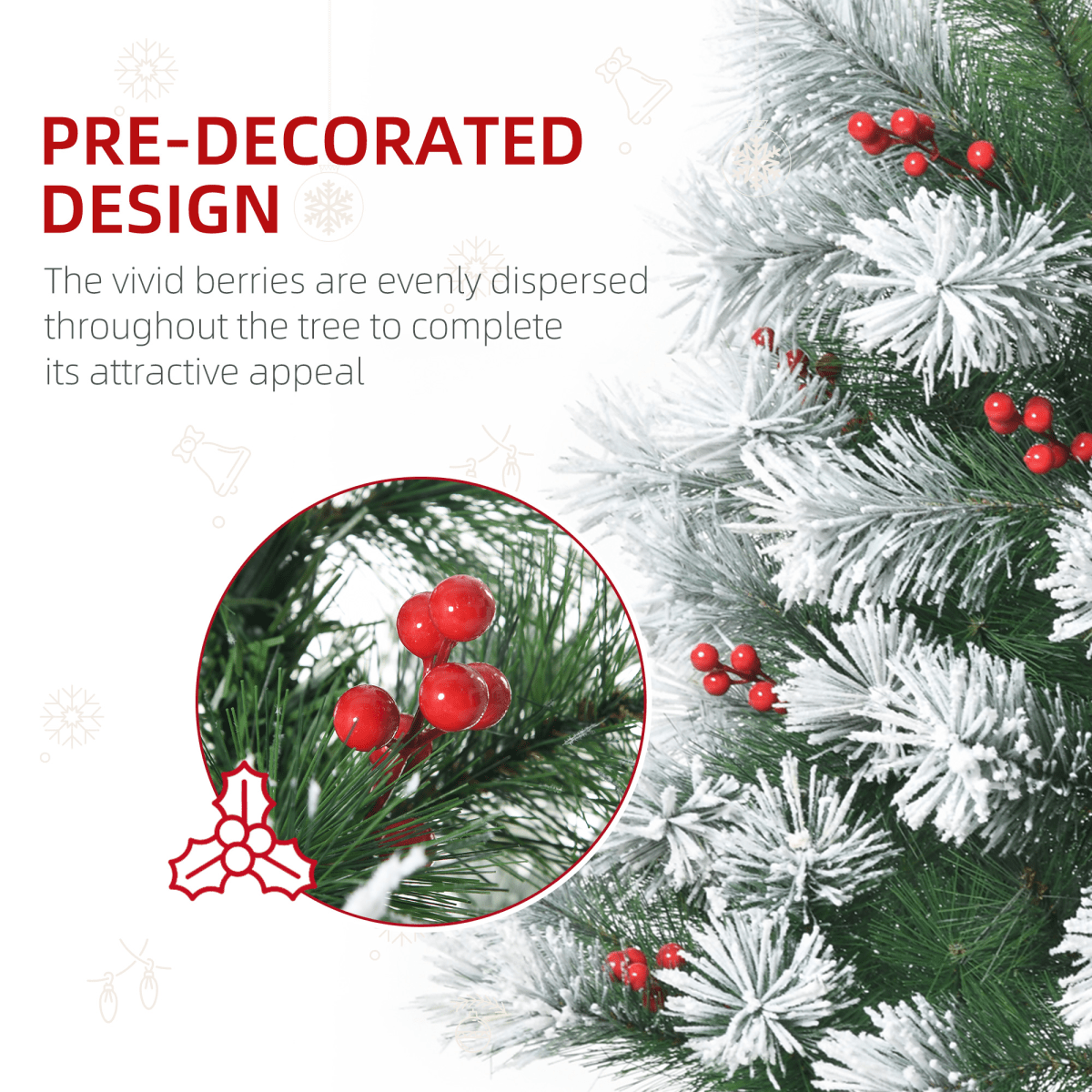 5ft Indoor Christmas Tree Artificial Berry Xmas Deco Metal Stand and 184 Tips - plants - express.com