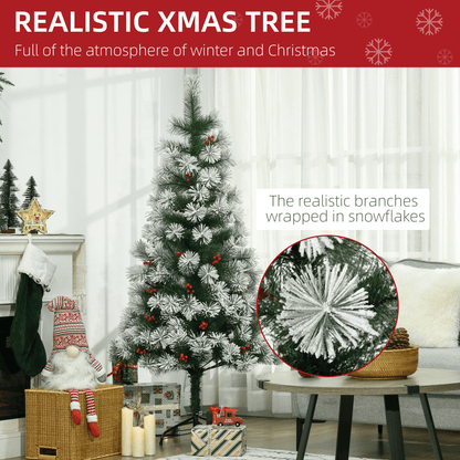 5ft Indoor Christmas Tree Artificial Berry Xmas Deco Metal Stand and 184 Tips - plants - express.com