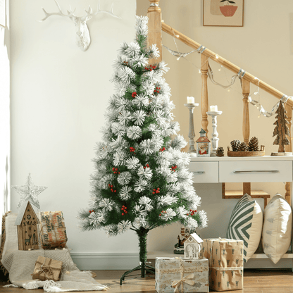 5ft Indoor Christmas Tree Artificial Berry Xmas Deco Metal Stand and 184 Tips - plants - express.com