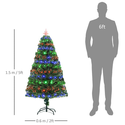 5ft Prelit Artificial Christmas Tree with Multi - Coloured Fiber LED Light Green - plants - express.com