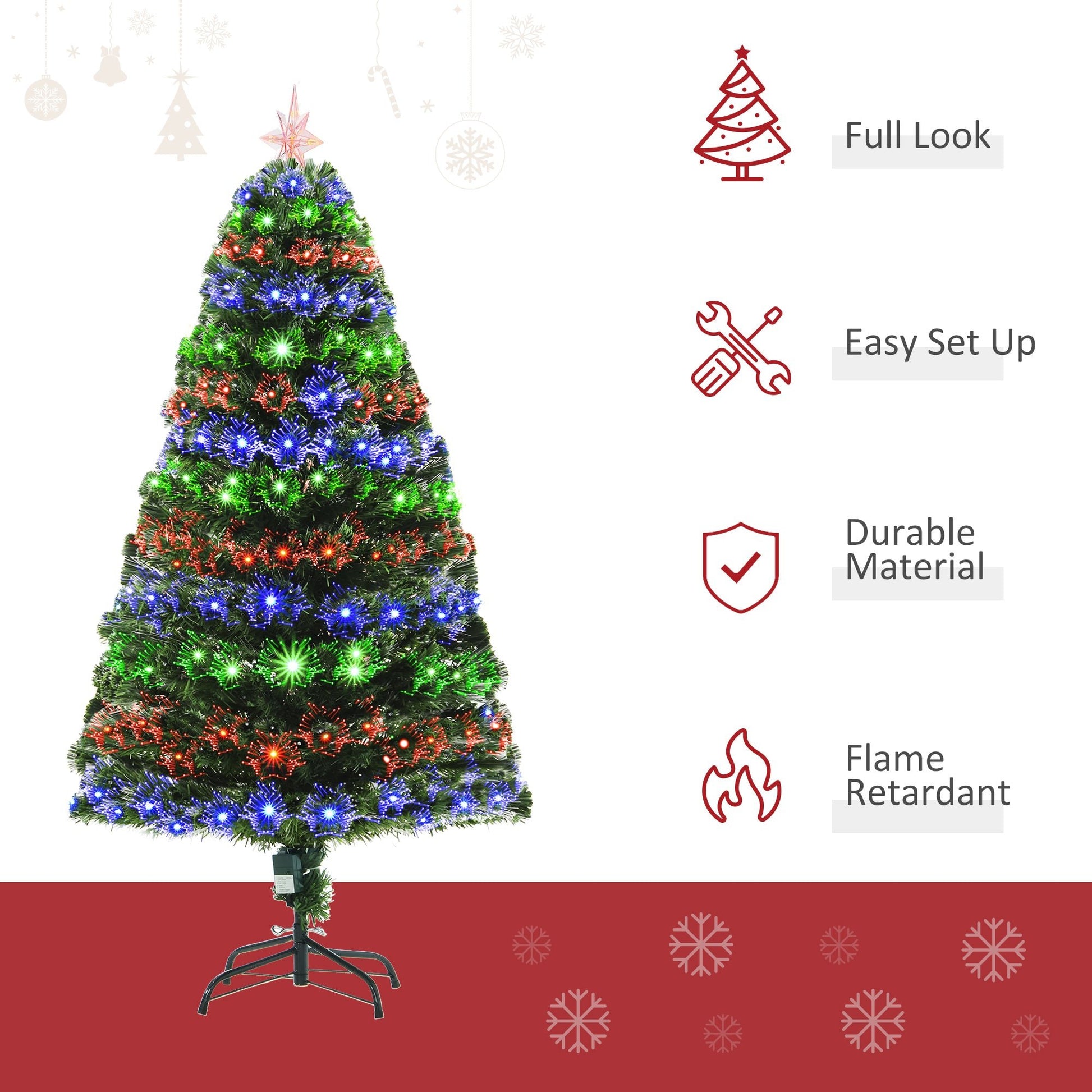 5ft Prelit Artificial Christmas Tree with Multi - Coloured Fiber LED Light Green - plants - express.com