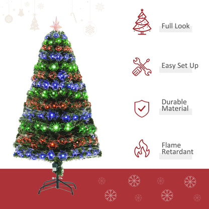 5ft Prelit Artificial Christmas Tree with Multi - Coloured Fiber LED Light Green - plants - express.com