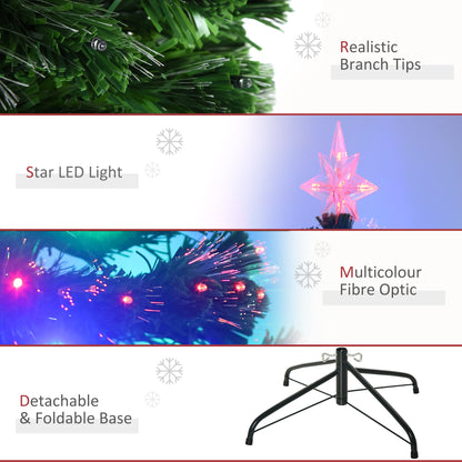 5ft Prelit Artificial Christmas Tree with Multi - Coloured Fiber LED Light Green - plants - express.com