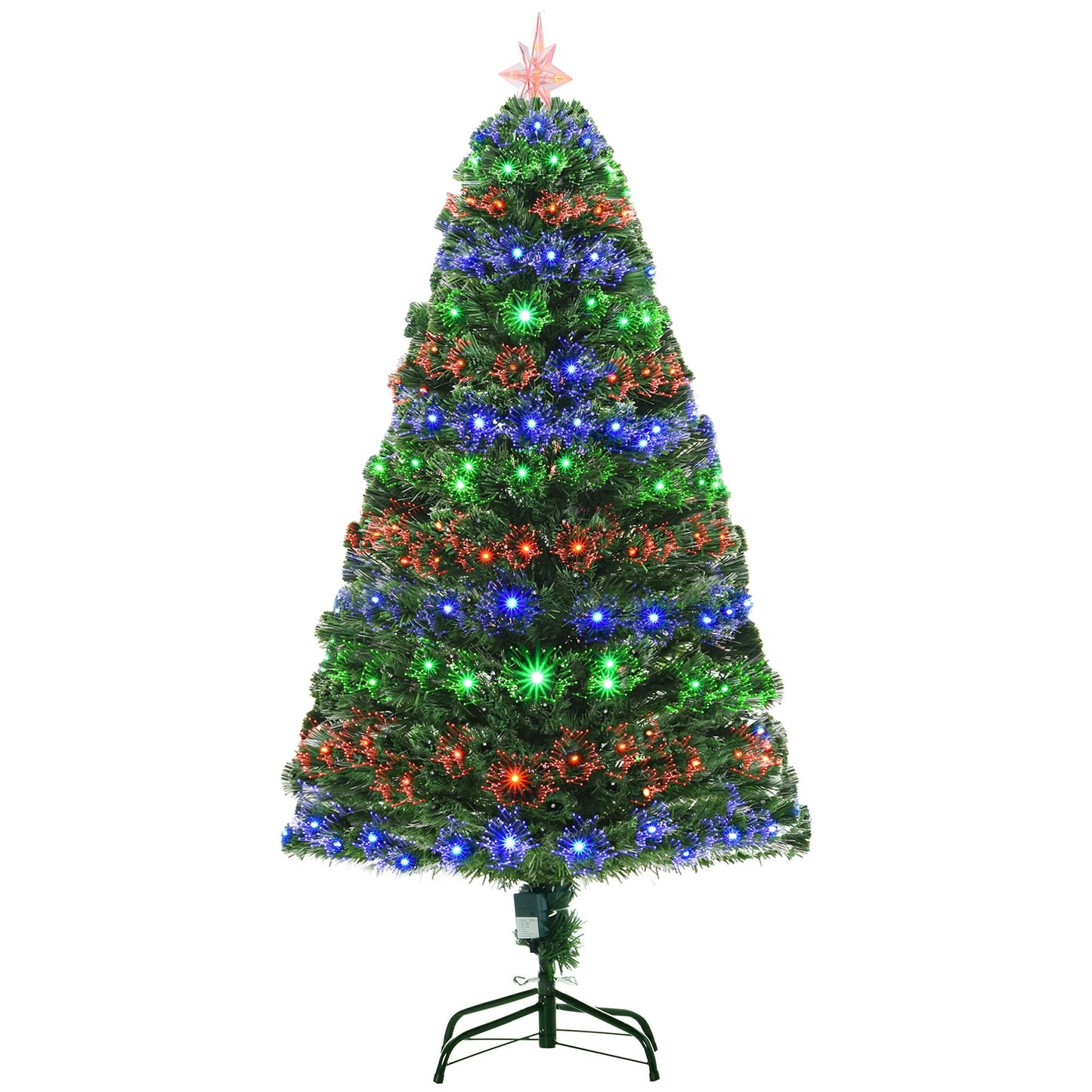 5ft Prelit Artificial Christmas Tree with Multi - Coloured Fiber LED Light Green - plants - express.com