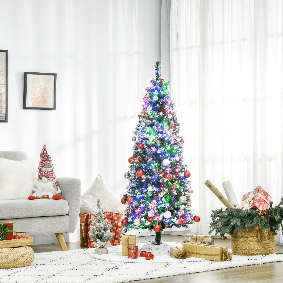 5FT Prelit Artificial Xmas Tree Holiday D��cor 250 Colourful LED Light - plants - express.com