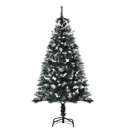 5FT Snow - Dipped Christmas Tree with White Berries & Star Topper - Festive Charm! - plants - express.com