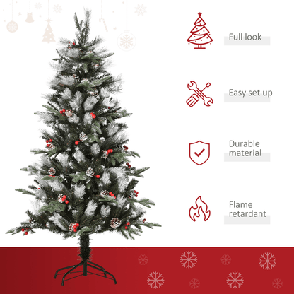 5FT Snow - Dusted Artificial Christmas Tree with Berries & Pinecones - plants - express.com