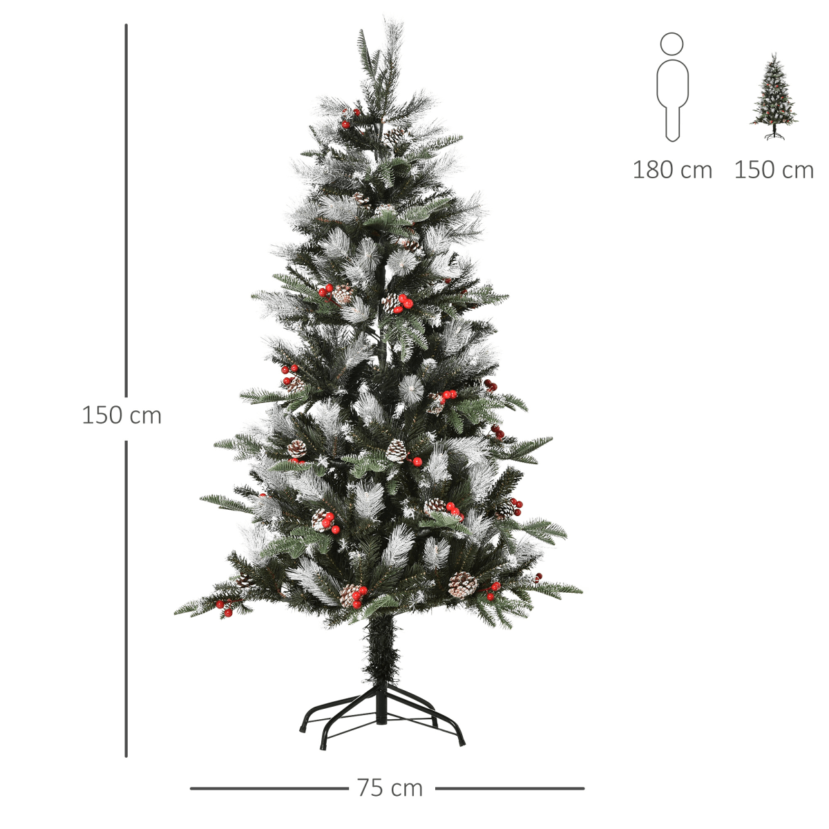 5FT Snow - Dusted Artificial Christmas Tree with Berries & Pinecones - plants - express.com