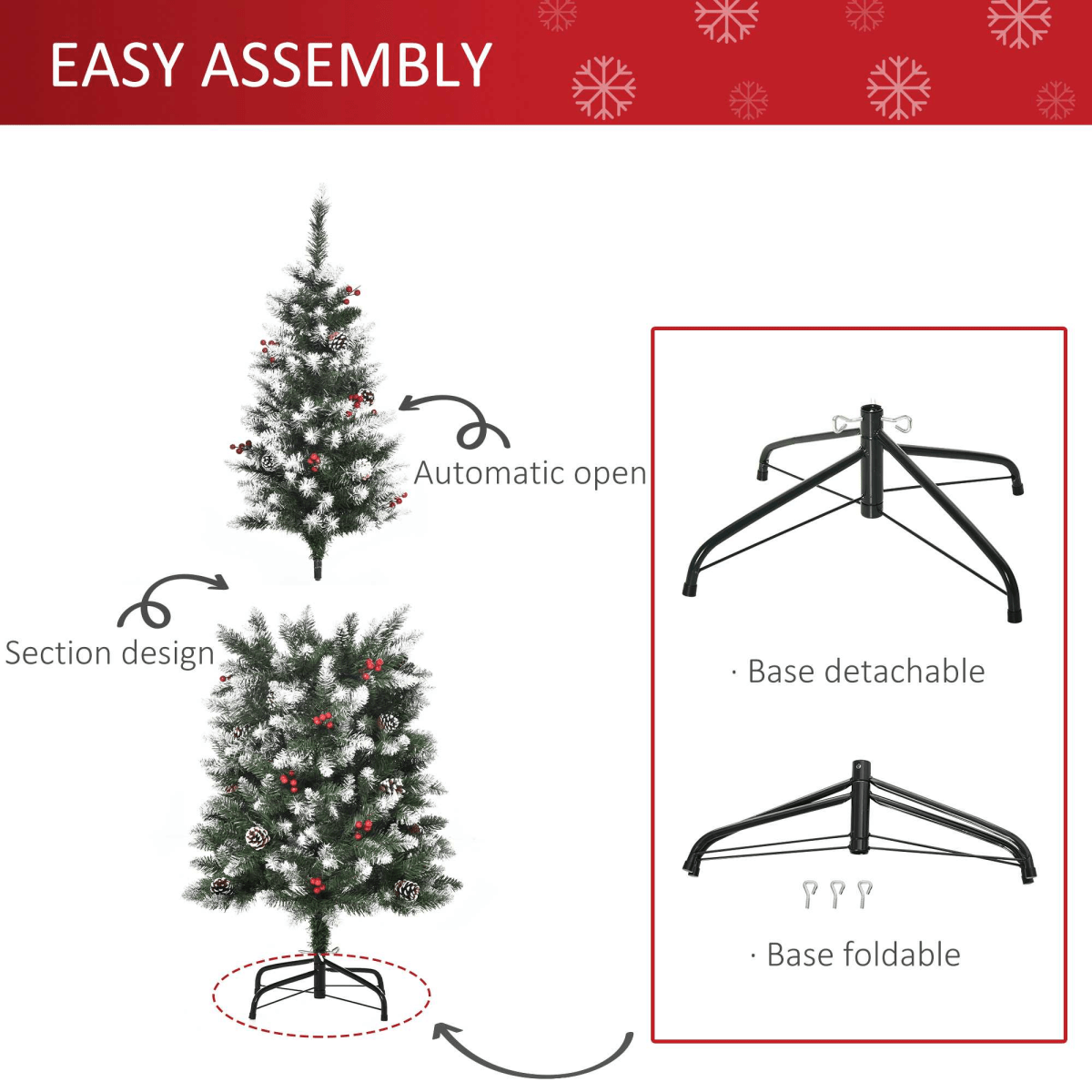 5FT Snow - Flecked Artificial Christmas Pencil Tree with Berries & Pinecones - plants - express.com