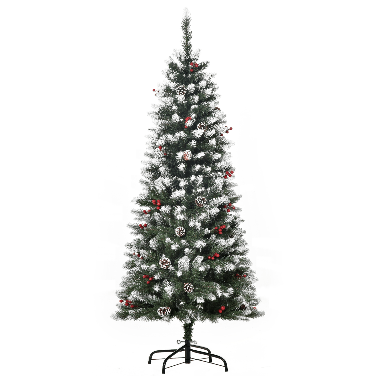 5FT Snow - Flecked Artificial Christmas Pencil Tree with Berries & Pinecones - plants - express.com