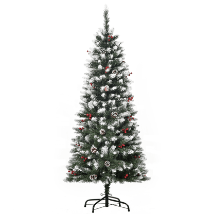 5FT Snow - Flecked Artificial Christmas Pencil Tree with Berries & Pinecones - plants - express.com