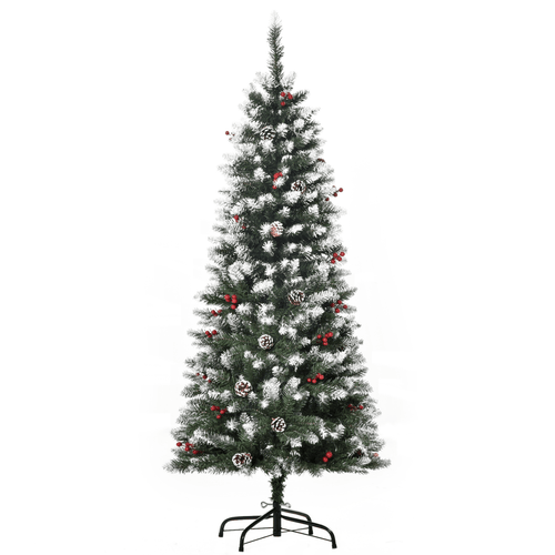 5FT Snow - Flecked Artificial Christmas Pencil Tree with Berries & Pinecones - plants - express.com