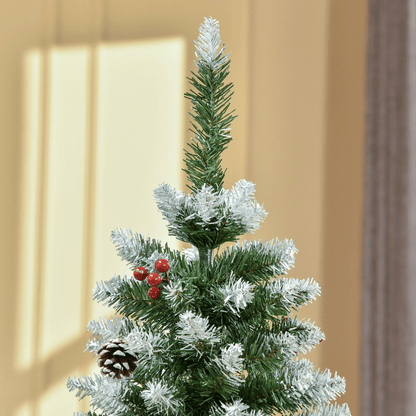 5FT Snow - Flecked Artificial Christmas Pencil Tree with Berries & Pinecones - plants - express.com