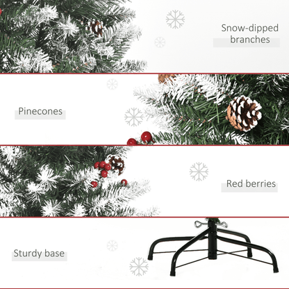 5FT Snow - Flecked Artificial Christmas Pencil Tree with Berries & Pinecones - plants - express.com
