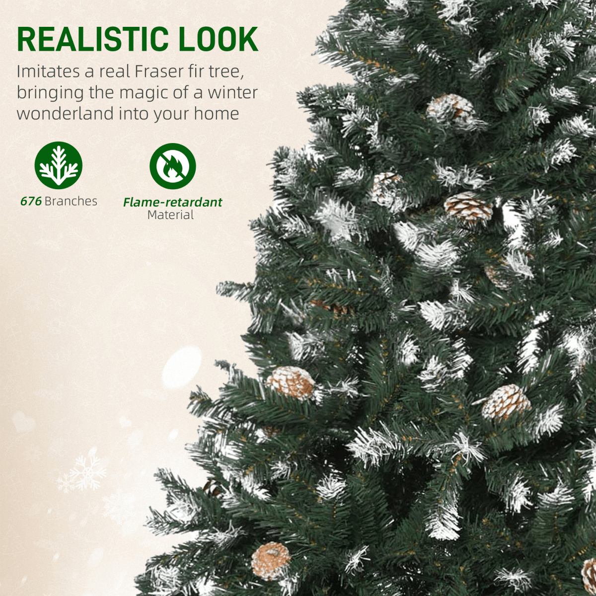 5FT Snow - Flecked Artificial Christmas Tree with Pine Cones - HOMCOM Decor - plants - express.com