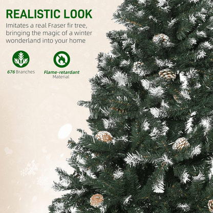 5FT Snow - Flecked Artificial Christmas Tree with Pine Cones - HOMCOM Decor - plants - express.com