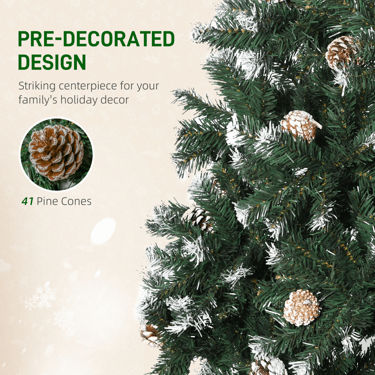 5FT Snow - Flecked Artificial Christmas Tree with Pine Cones - HOMCOM Decor - plants - express.com