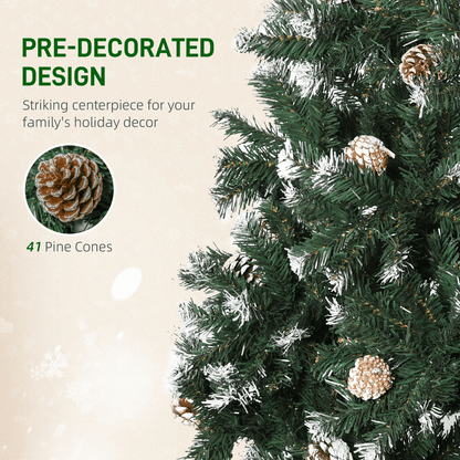 5FT Snow - Flecked Artificial Christmas Tree with Pine Cones - HOMCOM Decor - plants - express.com