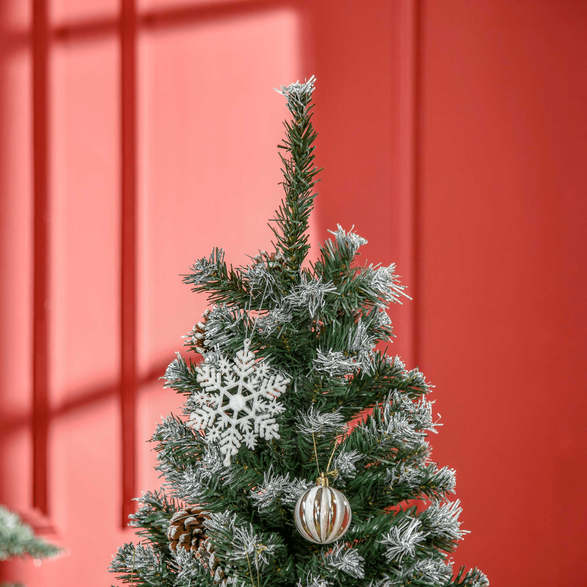 5FT Snow - Flecked Artificial Christmas Tree with Pine Cones - HOMCOM Decor - plants - express.com