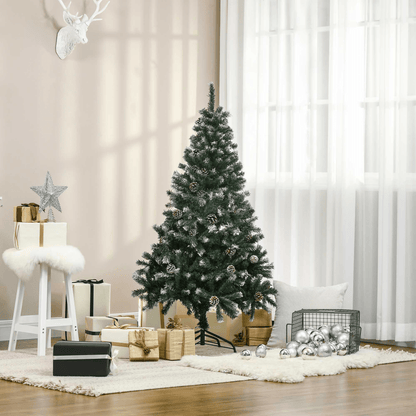 5FT Snow - Flecked Artificial Christmas Tree with Pine Cones - HOMCOM Decor - plants - express.com