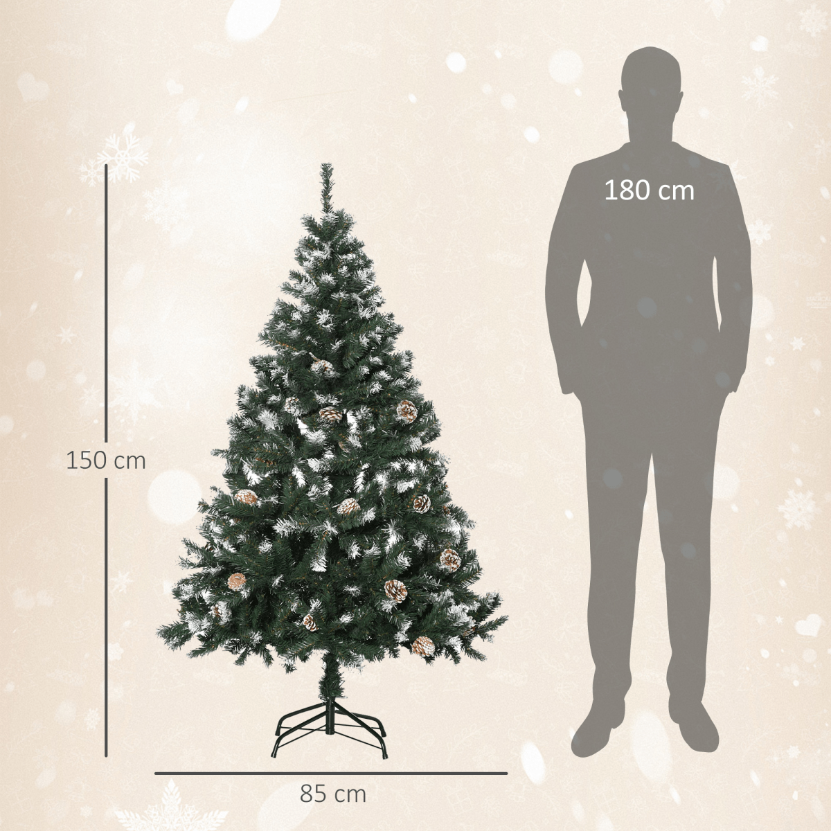 5FT Snow - Flecked Artificial Christmas Tree with Pine Cones - HOMCOM Decor - plants - express.com