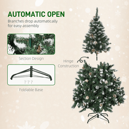 5FT Snow - Flecked Artificial Christmas Tree with Pine Cones - HOMCOM Decor - plants - express.com