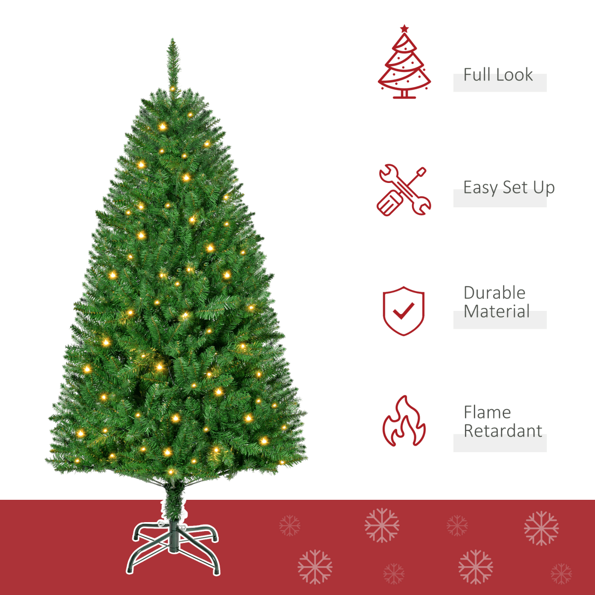 5ft Warm - White LED Christmas Tree with 8 Pre - set Light Patterns, Green - plants - express.com