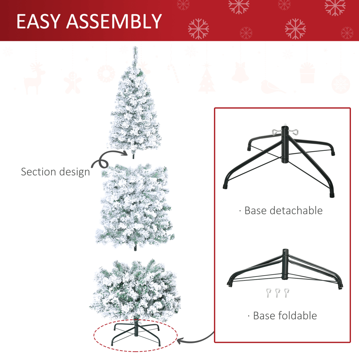 6 Feet Prelit Artificial Snow Flocked Christmas Tree Warm LED Light Green White - plants - express.com