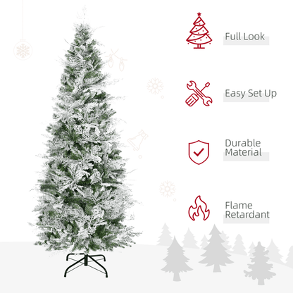 6 Foot Snow Flocked Artificial Christmas Tree Holiday with Pencil Shape HOMCOM - plants - express.com