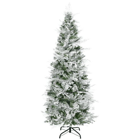 6 Foot Snow Flocked Artificial Christmas Tree Holiday with Pencil Shape HOMCOM - plants - express.com
